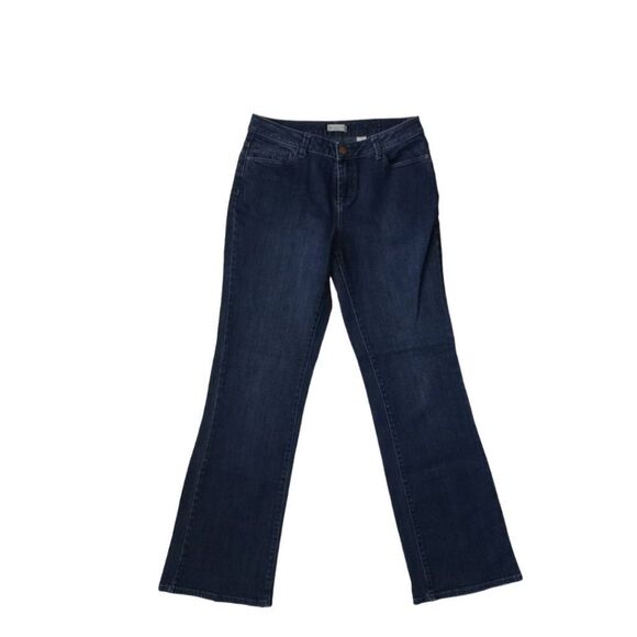 Coldwater Creek Dark Wash Blue Mid Rise Cotton Wide Leg Denim Jeans Women's 6 - Picture 1 of 13